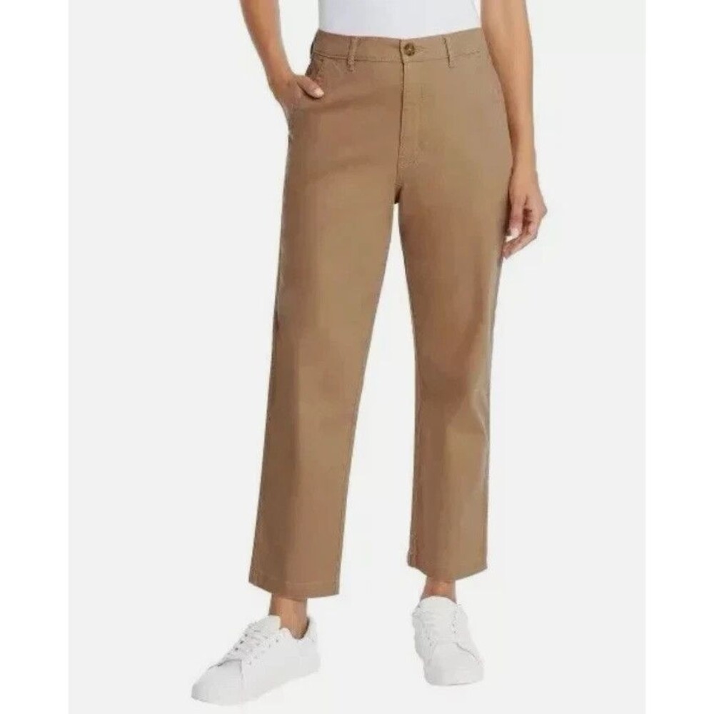 G.H. Bass & Co. Chino Ankle Pants Women's 8 Brown Stretch Straight Leg Casual